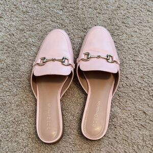 BCBGeneration Light Pink Mules with Silver Accents